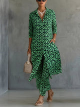 Élora | Ensemble élégant imprimé avec tunique fluide et pantalon