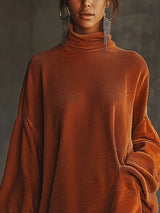 Robe oversize en velours côtelé avec franges