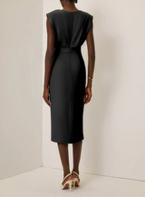 Sophie™ | Robe midi ajustée avec boutons dorés