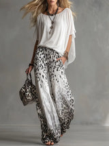 Elena | Ensemble fluide blouse et pantalon large imprimé