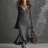 Robe côtelée sirène avec zip — Chic & audacieuse