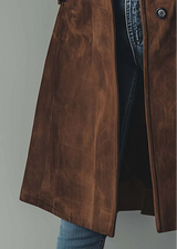 Manteau Élégant à Texture Suédée