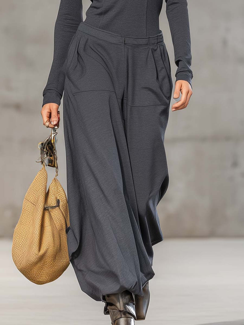 Ensemble deux pièces à col montant et pantalon fluide