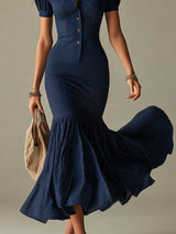 Élégance Structurée | Robe Longue Boutonnée