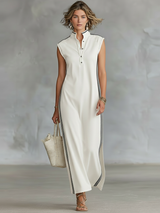 Claire | Robe longue élégante avec coupe fluide et col moderne