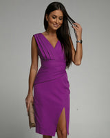 Robe Fresia violette parfaite pour printemps et été, adaptable pour soirées automne