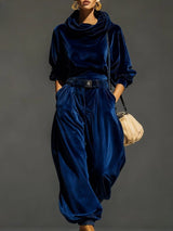 Costume élégant en velours à coupe fluide