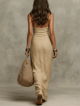 Sophie | Robe longue élégante avec coupe fluide et col halter