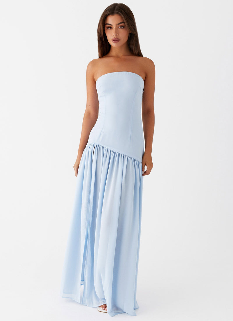 Robe bustier bleu céleste femme moderne et raffinée