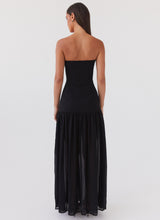 Vue de profil robe bustier noire ébène chic