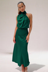 Robe longue femme vert émeraude élégante