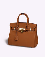 Sac à main marron Armure Urbaine – cuir lisse, vue studio